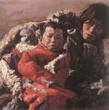 Tibetan Mother and Child by Chen Yifei